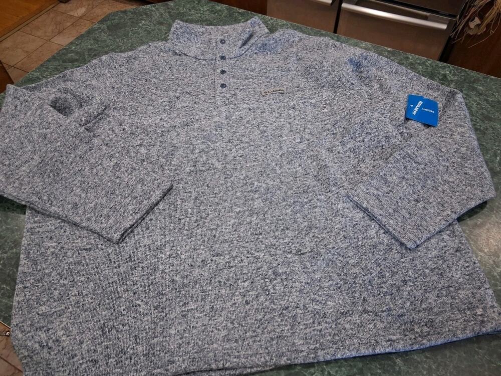 Columbia Alto Pass Fleece Mens XXL Blue Heather Sweater Half Snap Pullover NWT